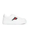 Gucci Men White Sneakers With Web Detail And Oversized Sole In Leather Man In Multi