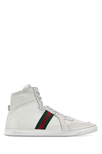 Gucci White Leather Stretch Sneakers