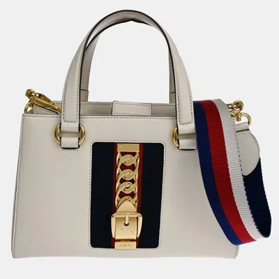 Pre-owned Gucci White Leather Sylvie Bag