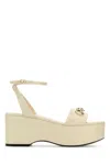 Gucci White Leather Wedges In White