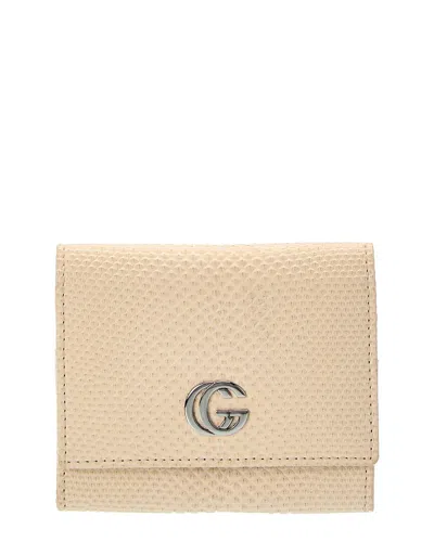 Pre-owned Gucci White Lizard Gg Card Case (authentic Pre-loved)