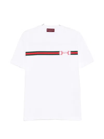 Gucci White Logo Crew Neck T-shirt