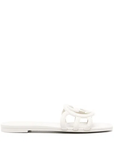 GUCCI WOMEN WHITE LOGO FLATS