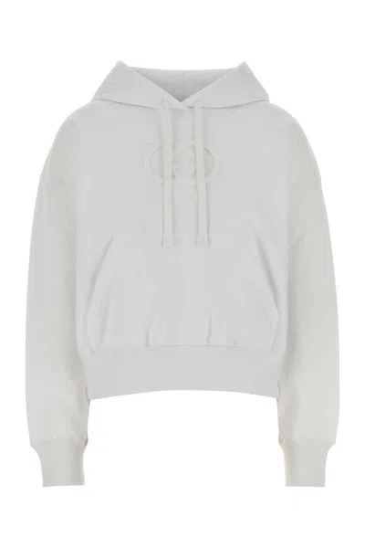 GUCCI WOMEN WHITE LOGO HOODIE, XS LUXURY SWEATSHIRTS & HOODIES FOR WOMEN DARVEYS
