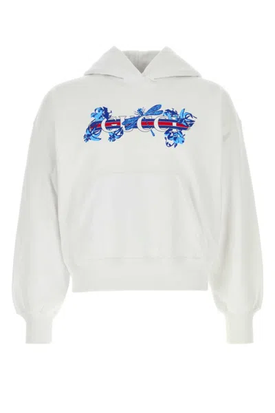 GUCCI WHITE LOGO-PRINT HOODIE