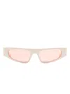 Gucci White Logo-print Rectangle-frame Sunglasses In Neutrals