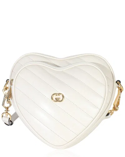 Gucci White Matelasse Calfskin Diagonal Mini Interlocking G Heart Bag  (authentic Pre-loved)