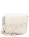 Gucci White Matelasse Leather Gg Marmont Monochrome Square Chain Belt Bag (authentic Pre-loved)