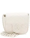 Gucci White Matelasse Leather Gg Marmont Monochrome Square Chain Belt Bag (authentic Pre-loved)