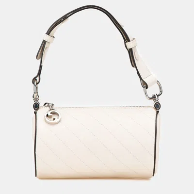 Pre-owned Gucci White Mini Leather Blondie Shoulder Bag