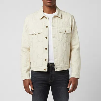 Pre-owned Gucci White Monogram Jacquard Long Sleeve Jacket L