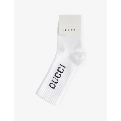 Gucci Kids' White Mr Men. Branded Cotton-blend Socks 1-4