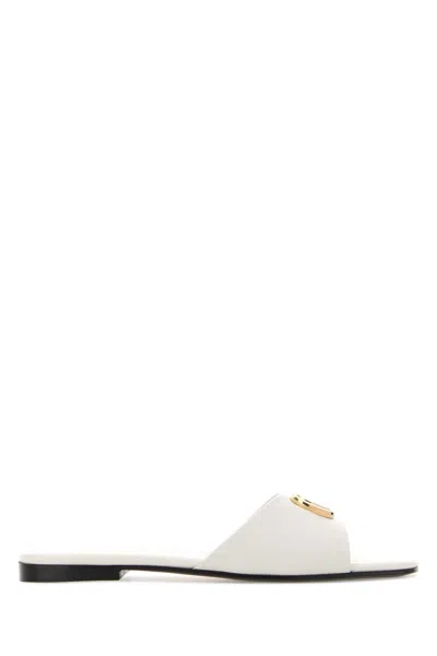 Gucci White Nappa Leather Slippers In Multi