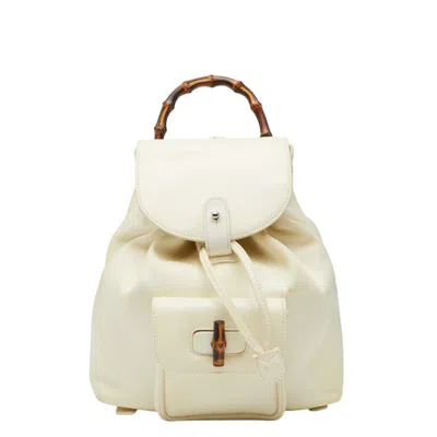 Pre-owned Gucci White Nylon Leather Backpack ()