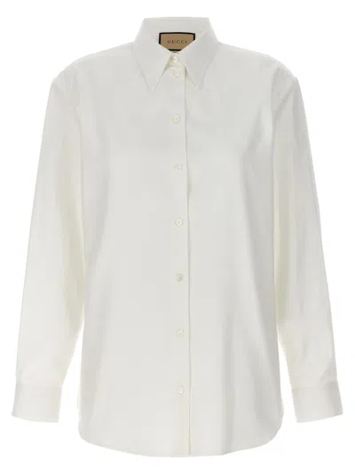 Gucci Tone-on-tone Logo Oxford Shirt In Cotton In White