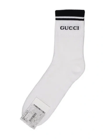 Pre-owned Gucci White Pattern Printed Branded Socks