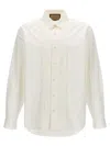 Gucci Long Sleeve Linen Polo Shirt With Chest Pocket In White