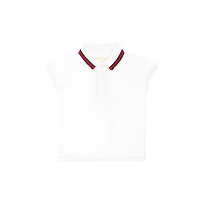 Gucci White Polo Shirt For Baby Boy With Web Detail