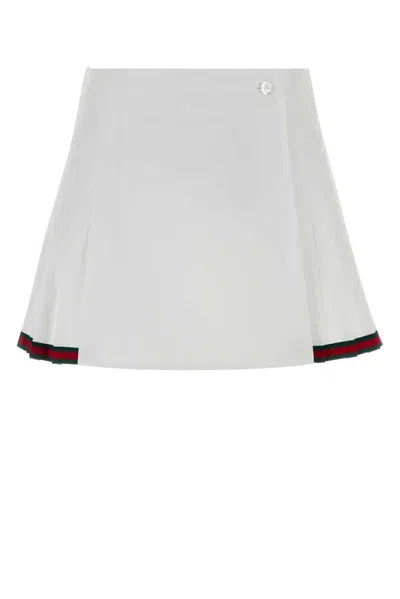 Gucci White Poplin Mini Skirt