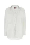 Gucci Women White Shirt With Tonal Logo Lettering Embroidery On The Collar In Cotton Woman In Neutral