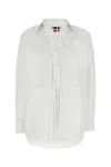 Gucci Women White Shirt With Tonal Logo Lettering Embroidery On The Collar In Cotton Woman In Neutral