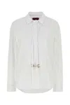 Gucci White Shirt With Pointed Collar With Tie Detail And Horsebit In Cotton Woman In White