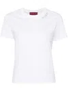 GUCCI WHITE RHINESTONED-LOGO COTTON T-SHIRT