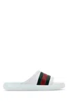 Gucci Web Stripe Slides In White