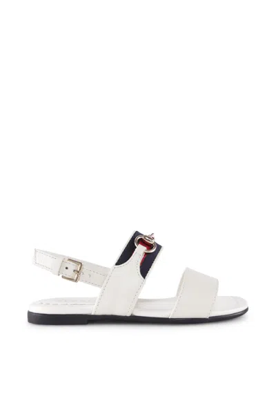 Gucci Kids' White Sandals For Girl With Iconic Web Detail