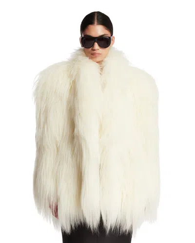 Gucci White Shearling Jacket In White Bianco   #ffffff