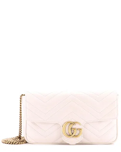 Gucci White Sheep Leather Gg Marmont Wallet On Chain Matelasse Mini (authentic  Pre-loved) In Pink