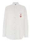 Gucci White Shirt With Classic Collar And Logo Detail On The Front In Cotton Man In White