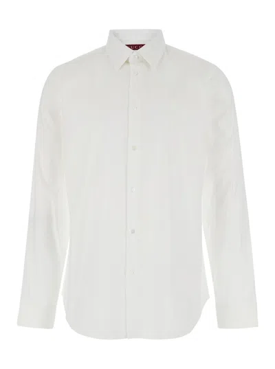 Gucci White Shirt With Pointed Collar And Bee Embroidery In Cotton Stretch Man In Multicolor