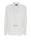 Gucci White Shirt With Pointed Collar With Tie Detail And Horsebit In Cotton Woman In White