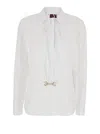 Gucci White Shirt With Pointed Collar With Tie Detail And Horsebit In Cotton Woman In White
