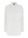 Gucci White Shirt With Classic Collar And Logo Lettering On The Collar In Cotton Woman In Multicolor
