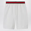 Gucci White Shorts For Kids With Web Detail In White