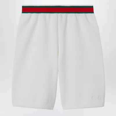 Gucci Kids' White Short With Web Ribbon