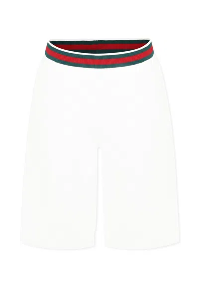 Gucci White Shorts For Kids With Web Detail