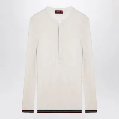 GUCCI GUCCI  WHITE SILK JERSEY WITH WEB RIBBON