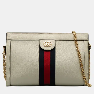 Pre-owned Gucci White Small Ophidia Chain Crossbody Bag