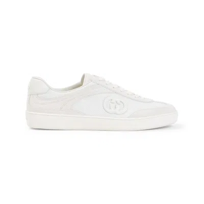 GUCCI GUCCI WHITE SNEAKERS WITH SMOOTH LEATHER AND MESH PANELS