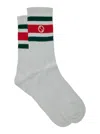 Gucci White Socks With Web Detail And Round Interlocking G In Jersey Man In Multicolor