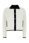 Gucci Cardigan In Misto Cotone Stretch Bianco  Donna