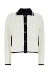 Gucci Cardigan In Misto Cotone Stretch Bianco  Donna