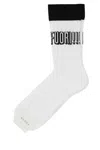Gucci Women White Stretch Cotton Blend Socks In Whiteblack
