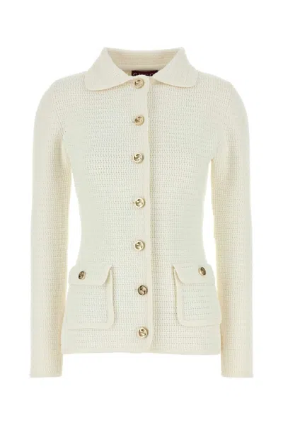 Gucci White Stretch Crochet Blazer