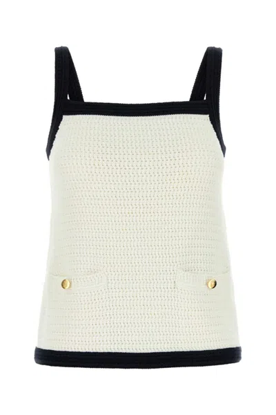 GUCCI WHITE STRETCH CROCHET TANK TOP