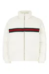 Gucci White Stretch Polyester Down Jacket In Bianco