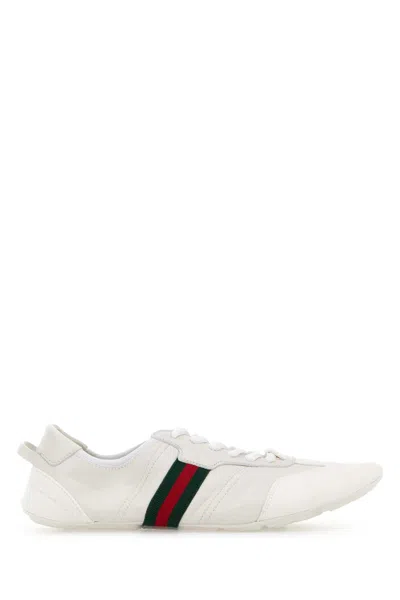 Gucci White Suede Flex Sneakers